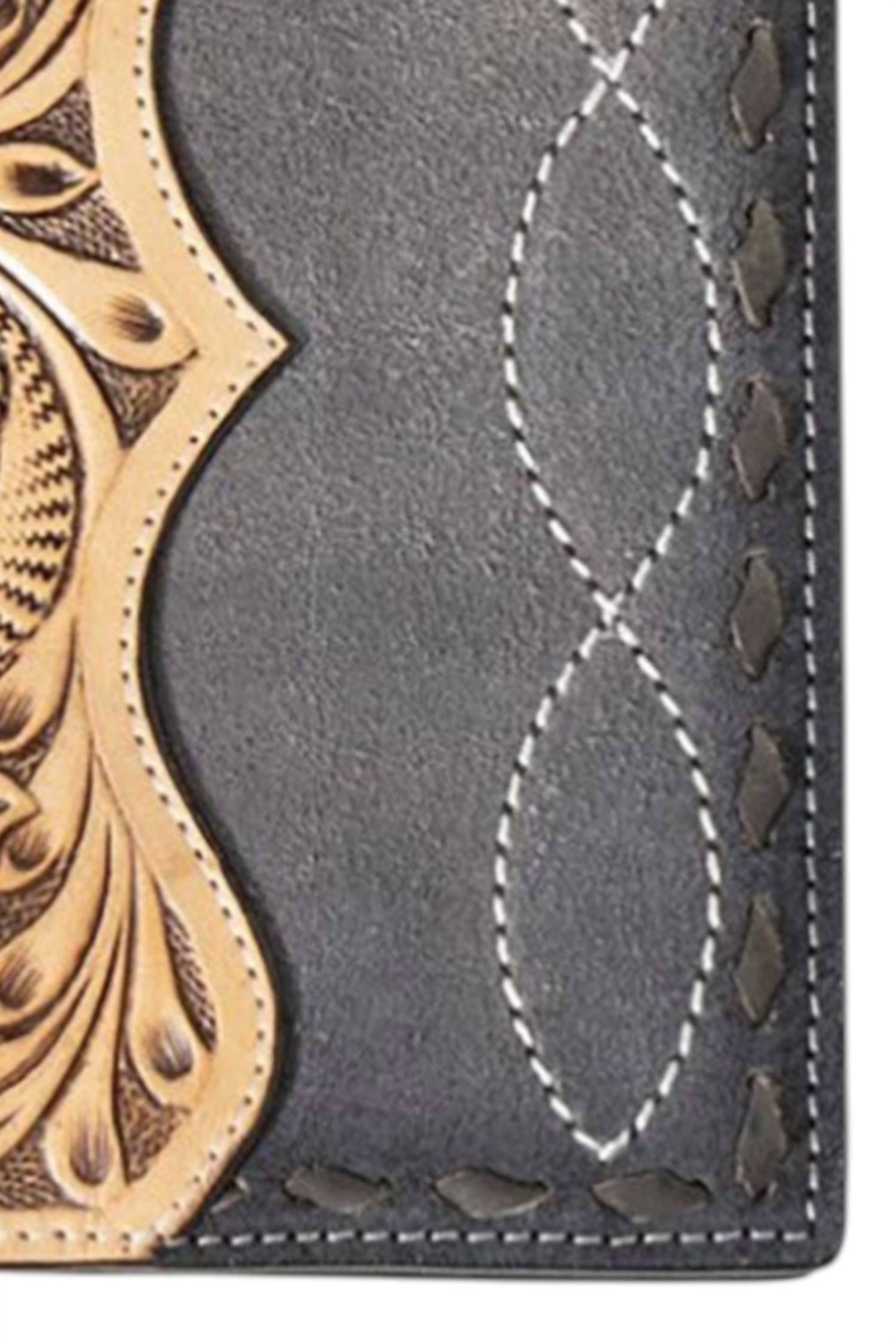 3D Belt Company Men's Hand Tooled Rodeo Wallet in black tan - men's bag - alternate view