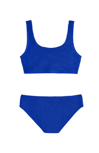 LIMEAPPLE Girls' Crinkle Square Neck Two Piece Swimsuit in blue - kids' bikini
