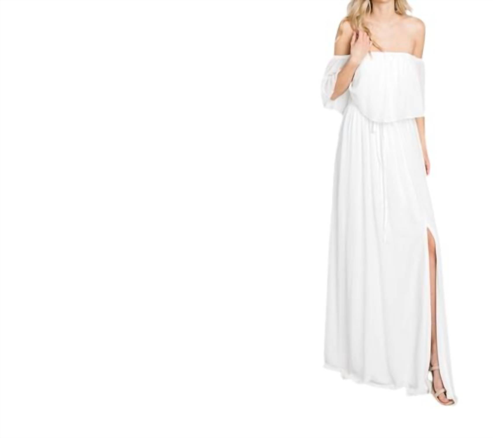 Sweet Lovely By Jen - Off Shoulder Chiffon Maxi Dress