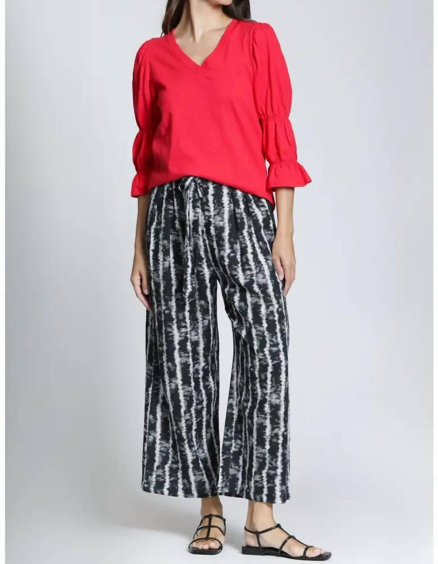 Apny - Drawstring Wide Leg Pants