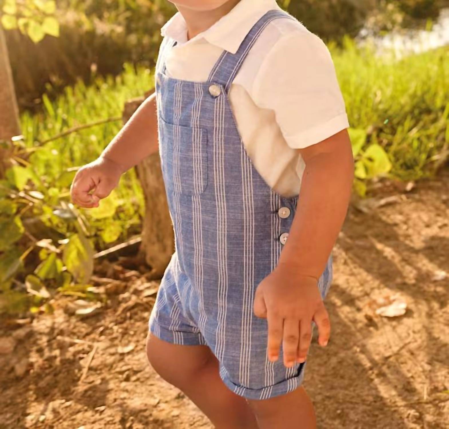 Mayoral - Boy's Linen Striped Dungaree