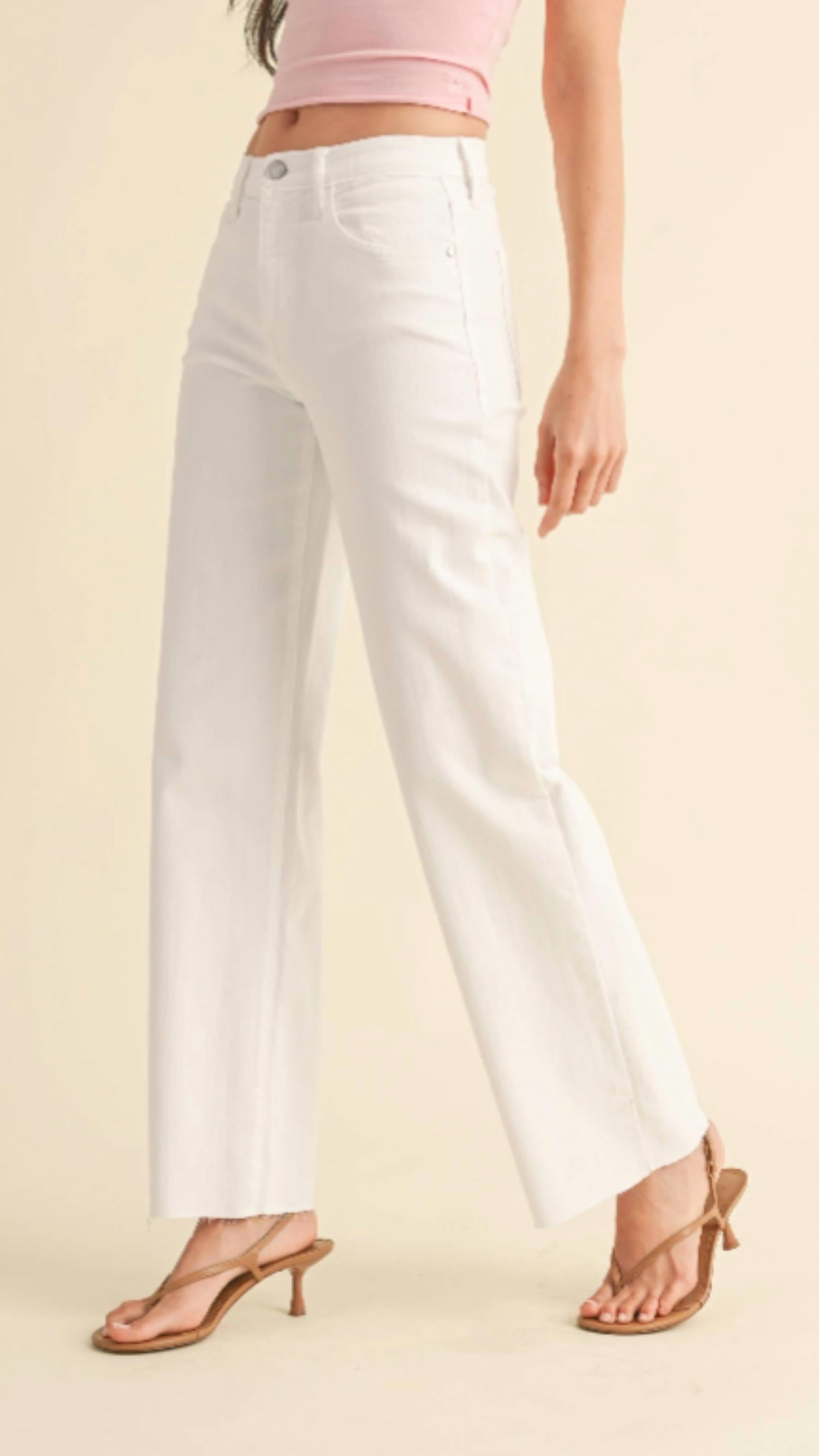 JUST BLACK DENIM Mid Rise Slim Palazzo Jean in optic white - women's jeans - alternate view