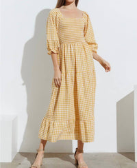 Polagram - Sunshine Smocked Bodice Midi Dress