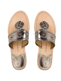 Jack Rogers Women's Original Metallic Nappa Flat Sandal in anthracite - women's sandal - detail view