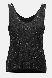 Joseph Ribkoff - V-neck Metallic Knitted Camisole With Rhinestones