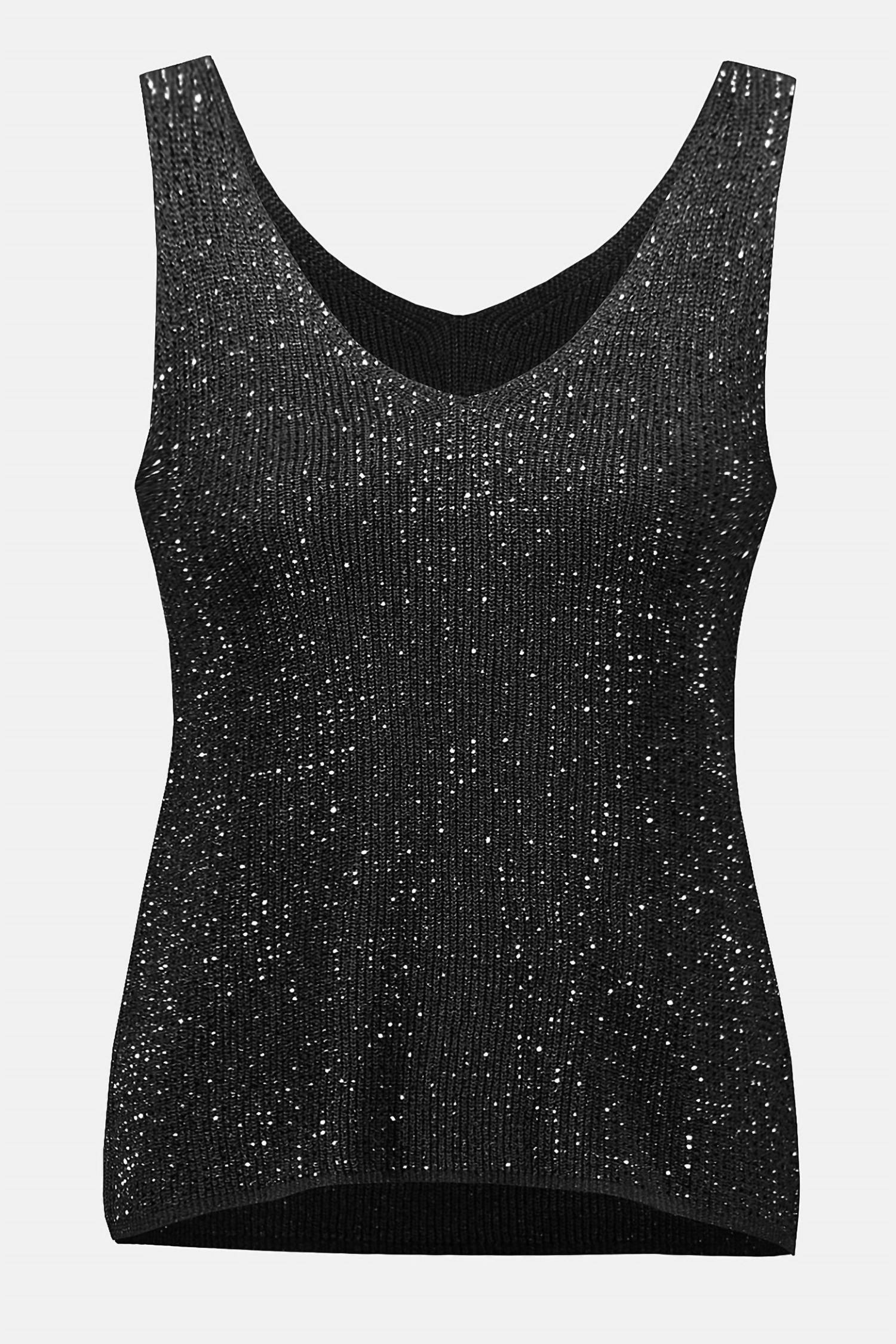 Joseph Ribkoff - V-neck Metallic Knitted Camisole With Rhinestones