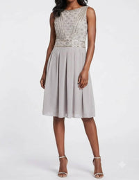 Sue Wong - Sleeveless Beaded Bodice Pleated Dress