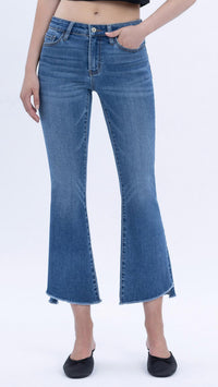 Vervet By Flying Monkey - Mid Rise Super Soft Crop Flare Jean