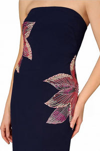 Aidan Mattox - Beaded Floral Strapless Gown Dress