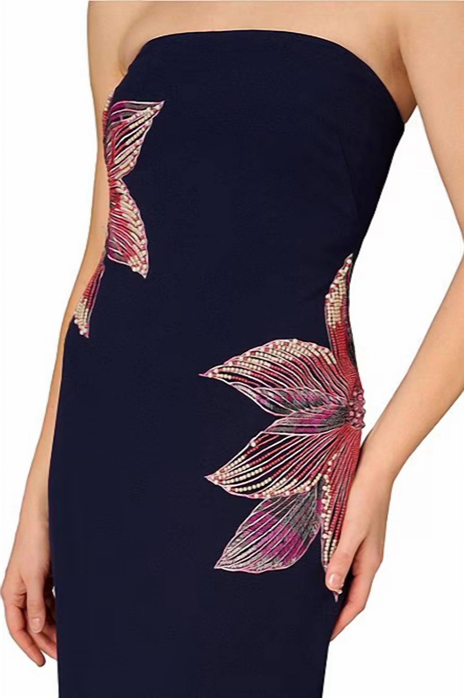 Aidan Mattox - Beaded Floral Strapless Gown Dress