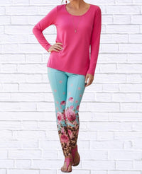 Calypso - Daniela Sienna Print Stretch Knit Leggings