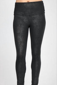 M.RENA Women's Leatherette Distressed Legging in black - women's pants - detail view