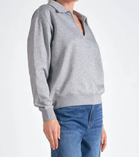 Elan - Collared V-neck Sweatshirt Top