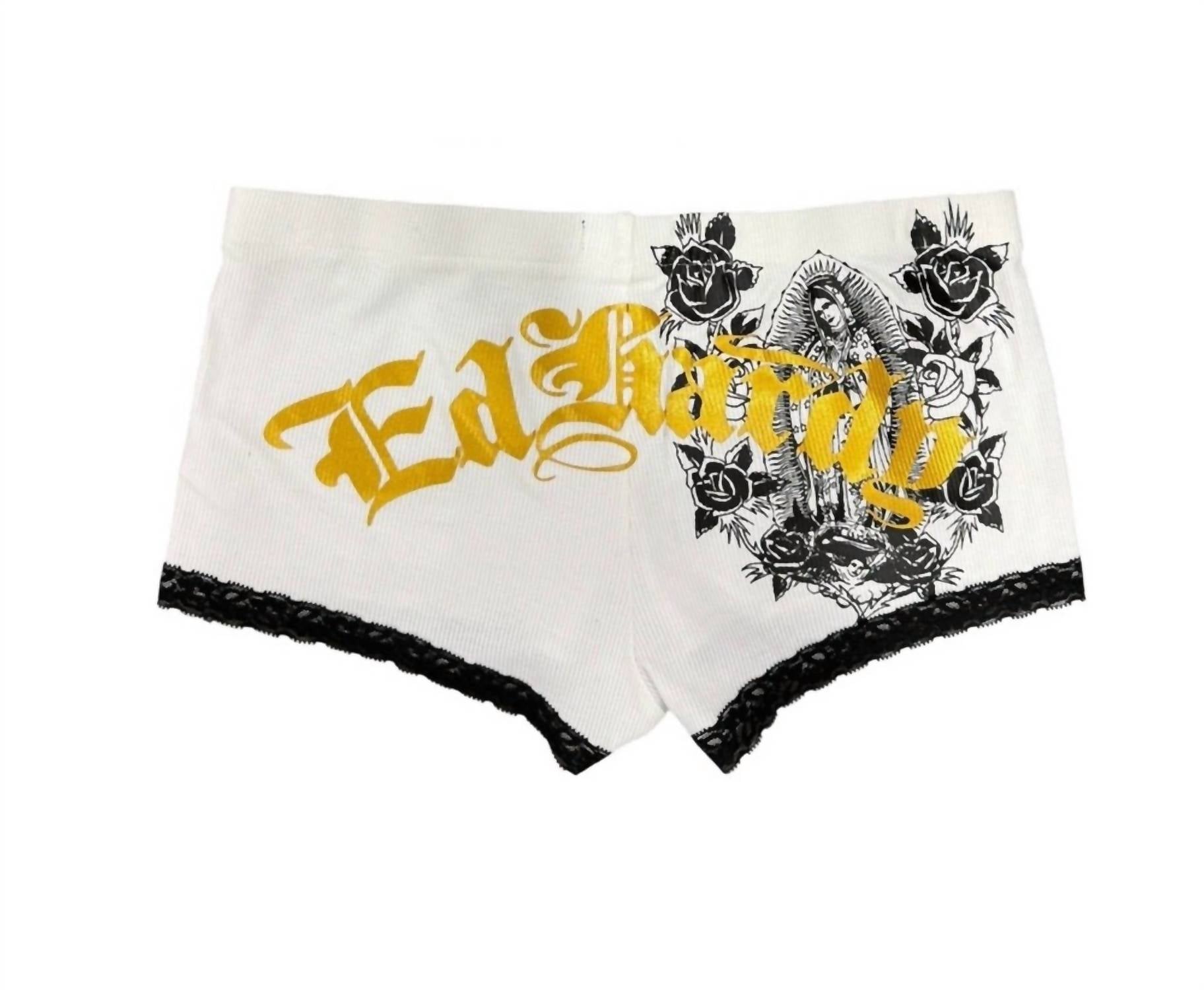 Ed Hardy Women's Mary Cheeky Short in white - women's intimate - detail view