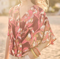 Figue - Short Sleeve Drape Front Blouse
