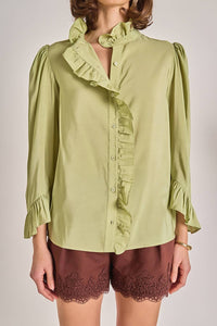 English Factory - Long Sleeve Ruffle Blouse