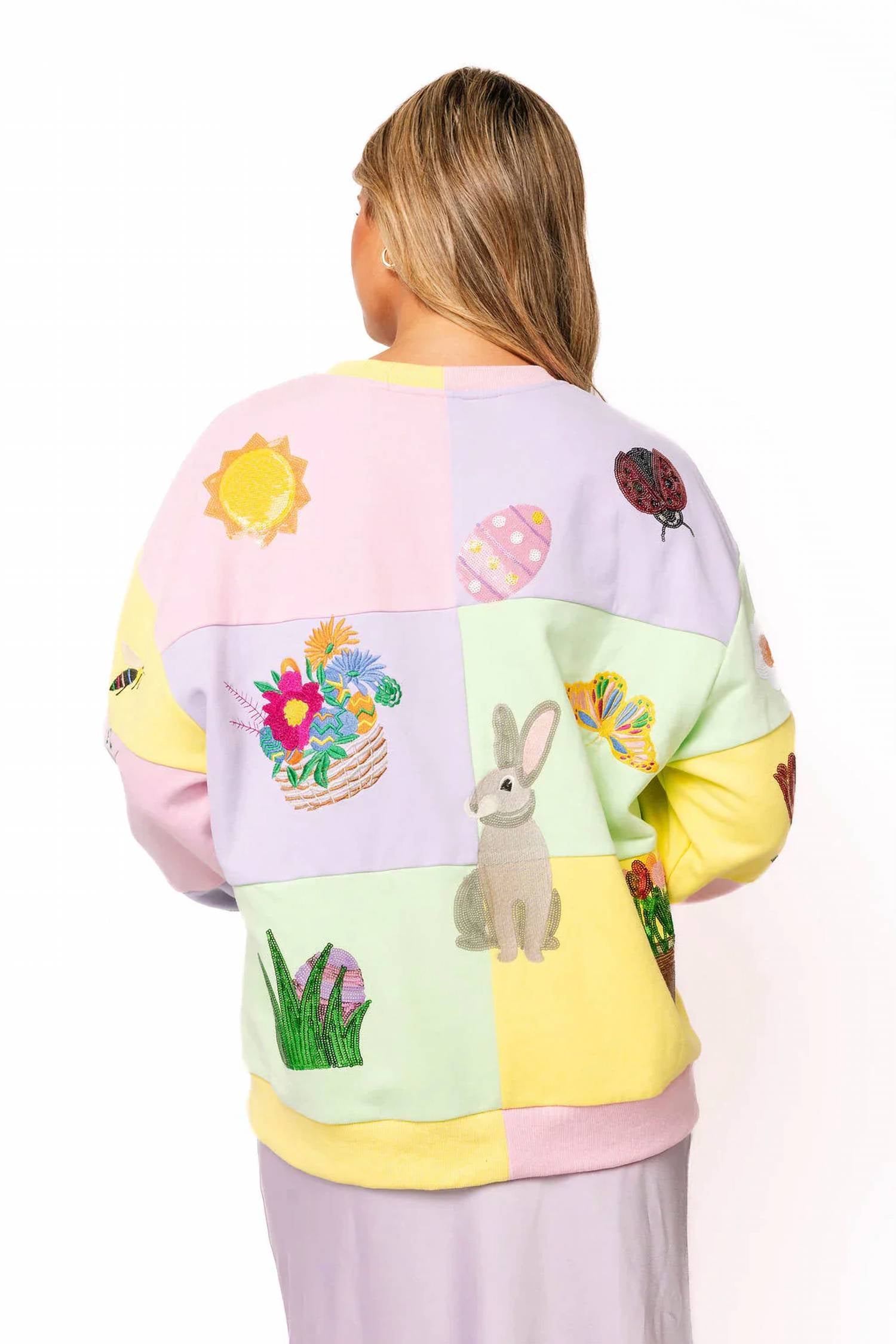 Queen Of Sparkles - Pastel Colorblock Easter Icon Sweatshirt