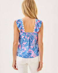 Lilly Pulitzer Gyah Sleeveless Top in blue 1 - women's blouse - detail view
