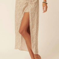 PROMESA Cora Floral Ruched Side Slit Skirt in multi - women's skirt - alternate view