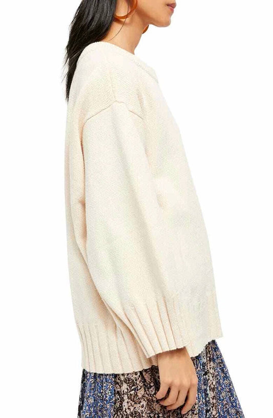 Free People - Street Fair Ivory Sweater Tunic Oversized Pullover