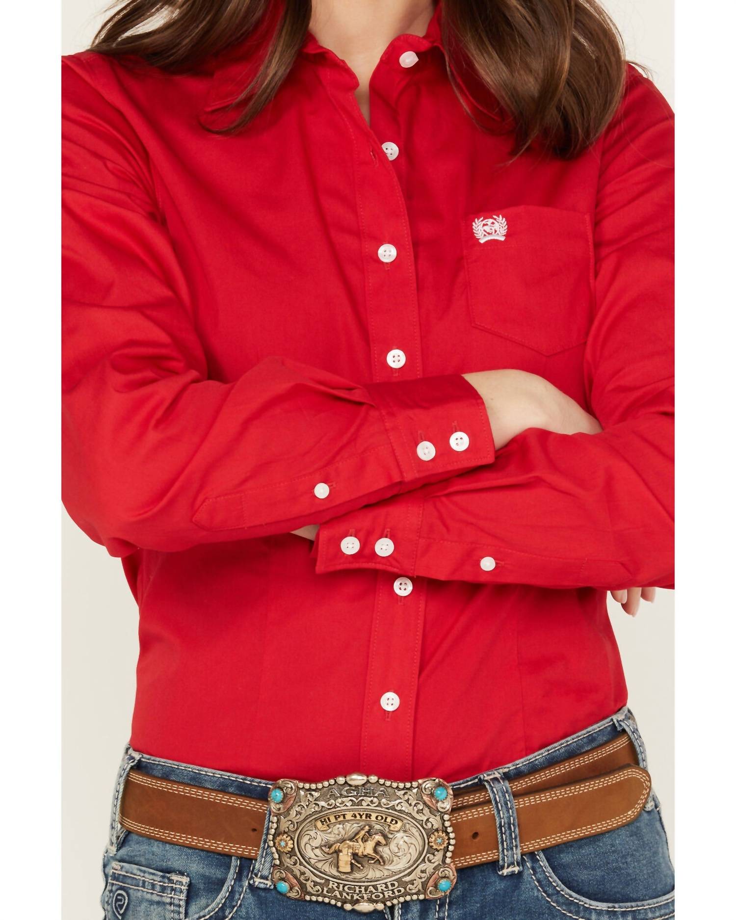Wrangler Button-down Western Shirt in red - women's shirt - view 4