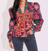 Alden Adair Oliver Long Sleeve Top in medieval floral - women's blouse