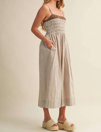 Mustard Seed Sunlit Meadow Smocked Gingham Midi Dress in brown - women's dress - alternate view