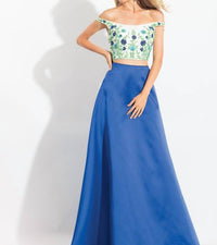 Rachel Allan - Floral Embroidered Two-piece Mikado Gown