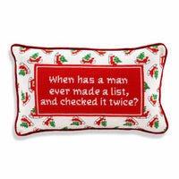 Furbish Studio - Check It Twice Needlepoint Pillow