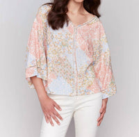 Charlie B - Stitch Detail Three-quarter Sleeve Blouse