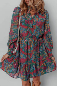 Little Daisy Closet Botanic Bloom Shirt Dress in green multi - women's dress