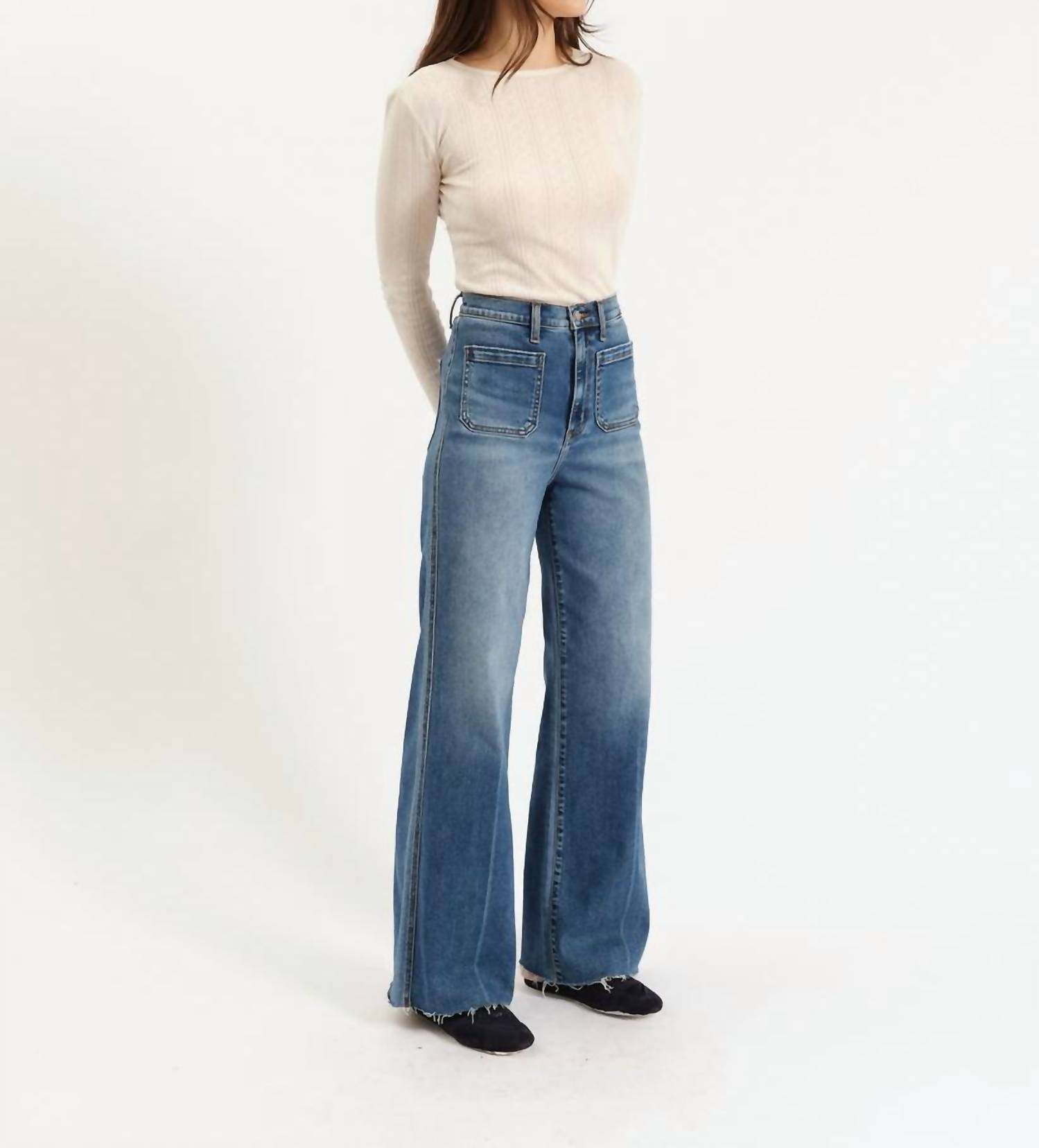 DAZE Far Out High Rise Wide Leg Jeans in vintage city - women's jeans - view 5