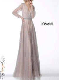 Jovani - Glitter Long Sleeve Dress