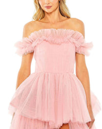 MAC DUGGAL Off The Shoulder Formal Prom Dress in pink - women's dress - alternate view