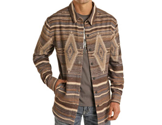 Rock & Roll Denim - Aztec Jacquard Snap Shirt Jacket