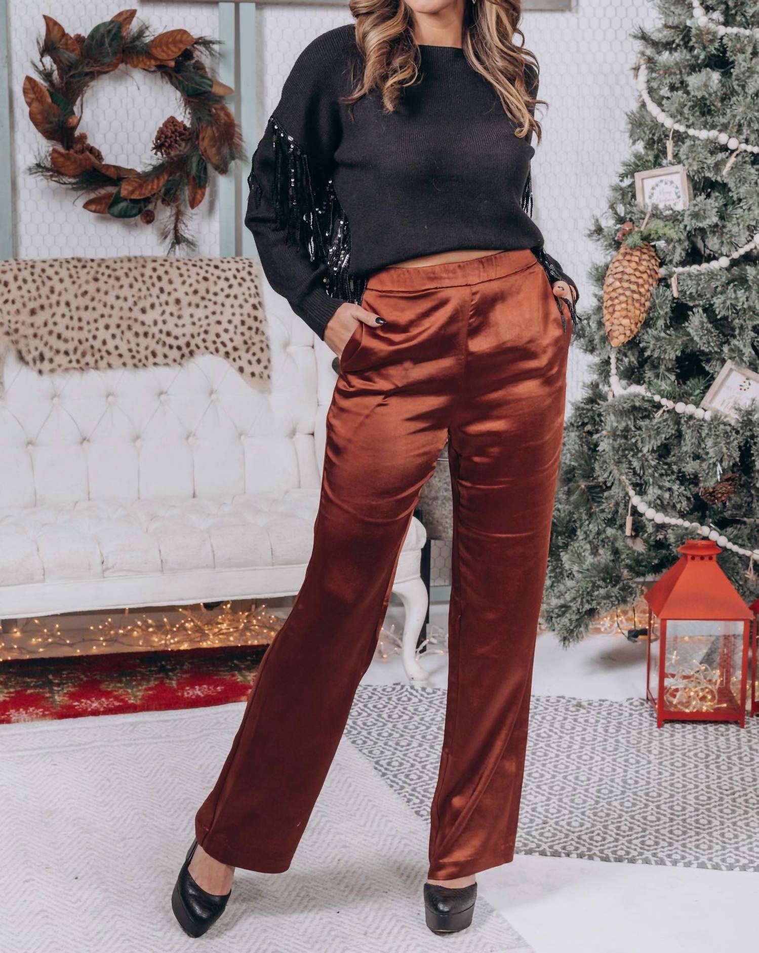 Skies Are Blue - DANI SATIN TROUSERS
