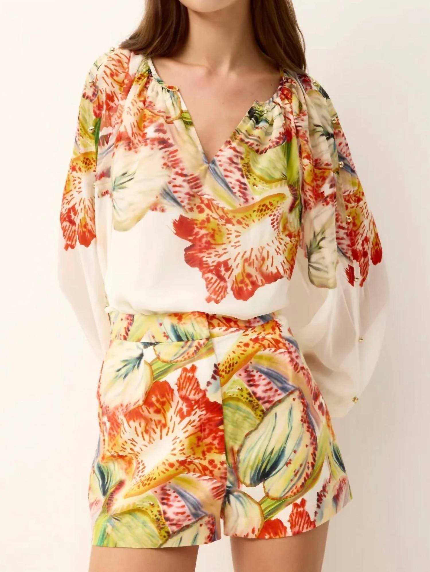 Marie Oliver - Blanche Botanical Print Short