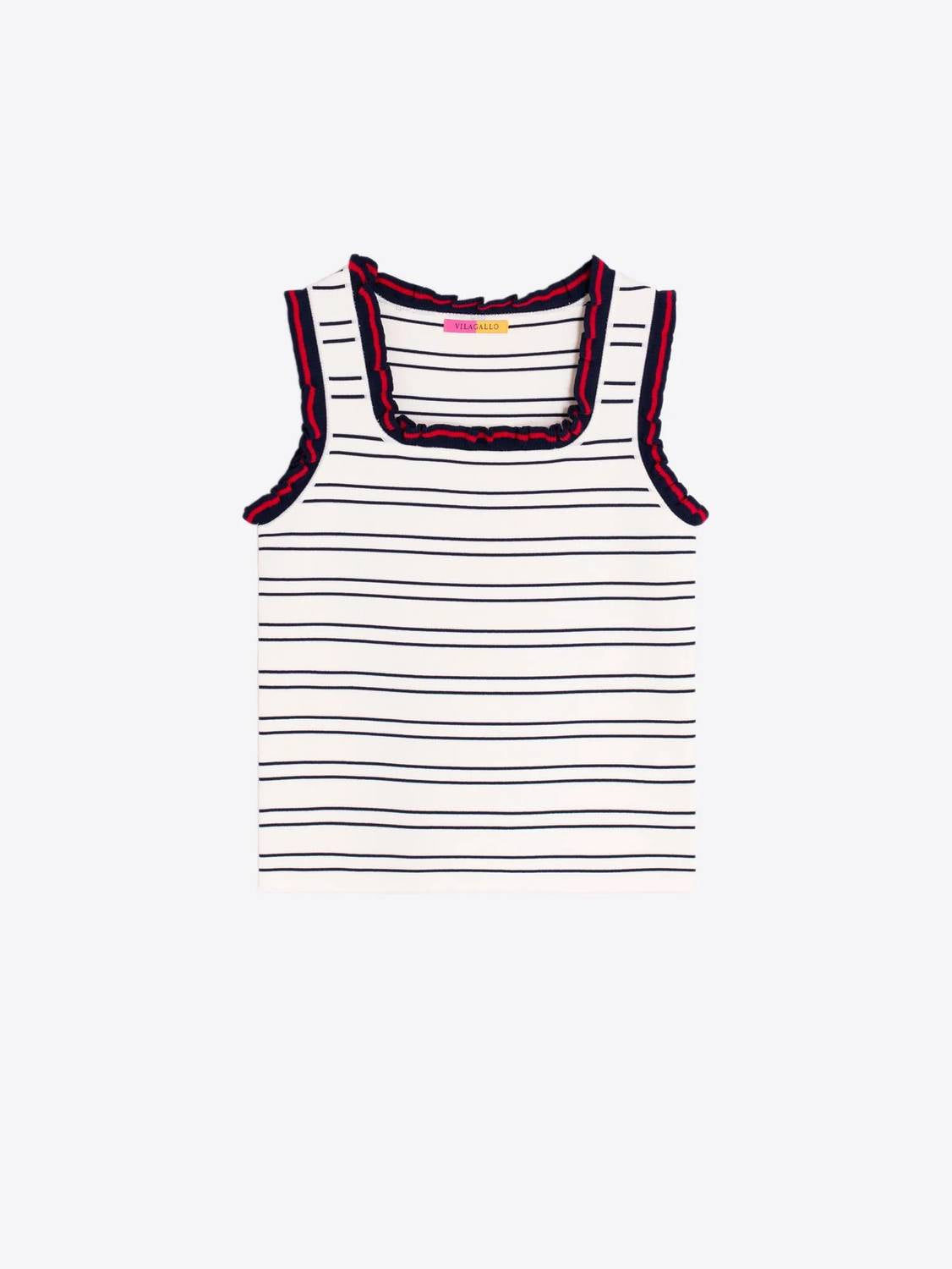 Vilagallo - Ruffled Striped Point Top