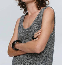 Marle Nova Top in black ivory melange - women's tank top - alternate view