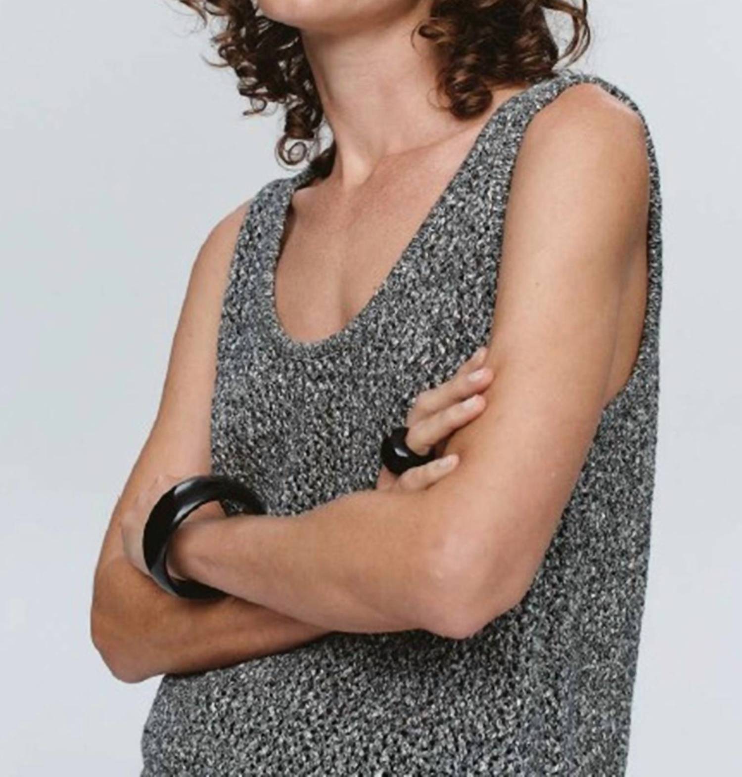 Marle Nova Top in black ivory melange - women's tank top - alternate view
