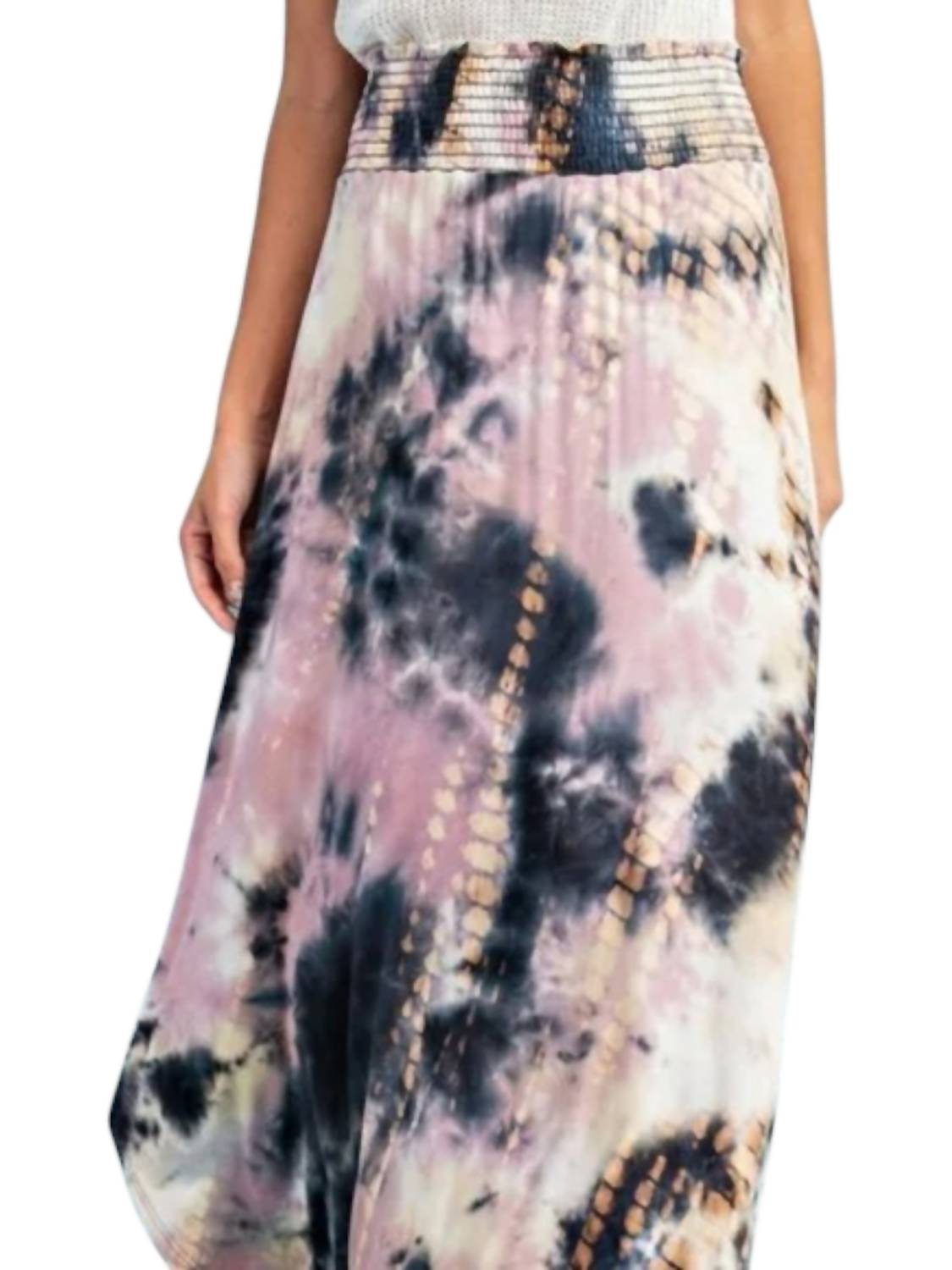 Eesome - Tie Dye Smocked Waistband Maxi Skirt