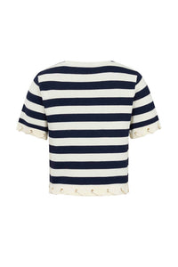 Rivir - Harbor Knit Stripe Rope Embellished Top
