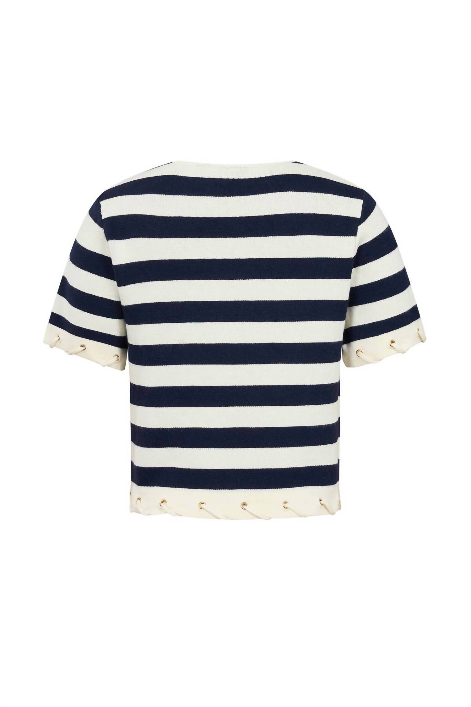 Rivir - Harbor Knit Stripe Rope Embellished Top