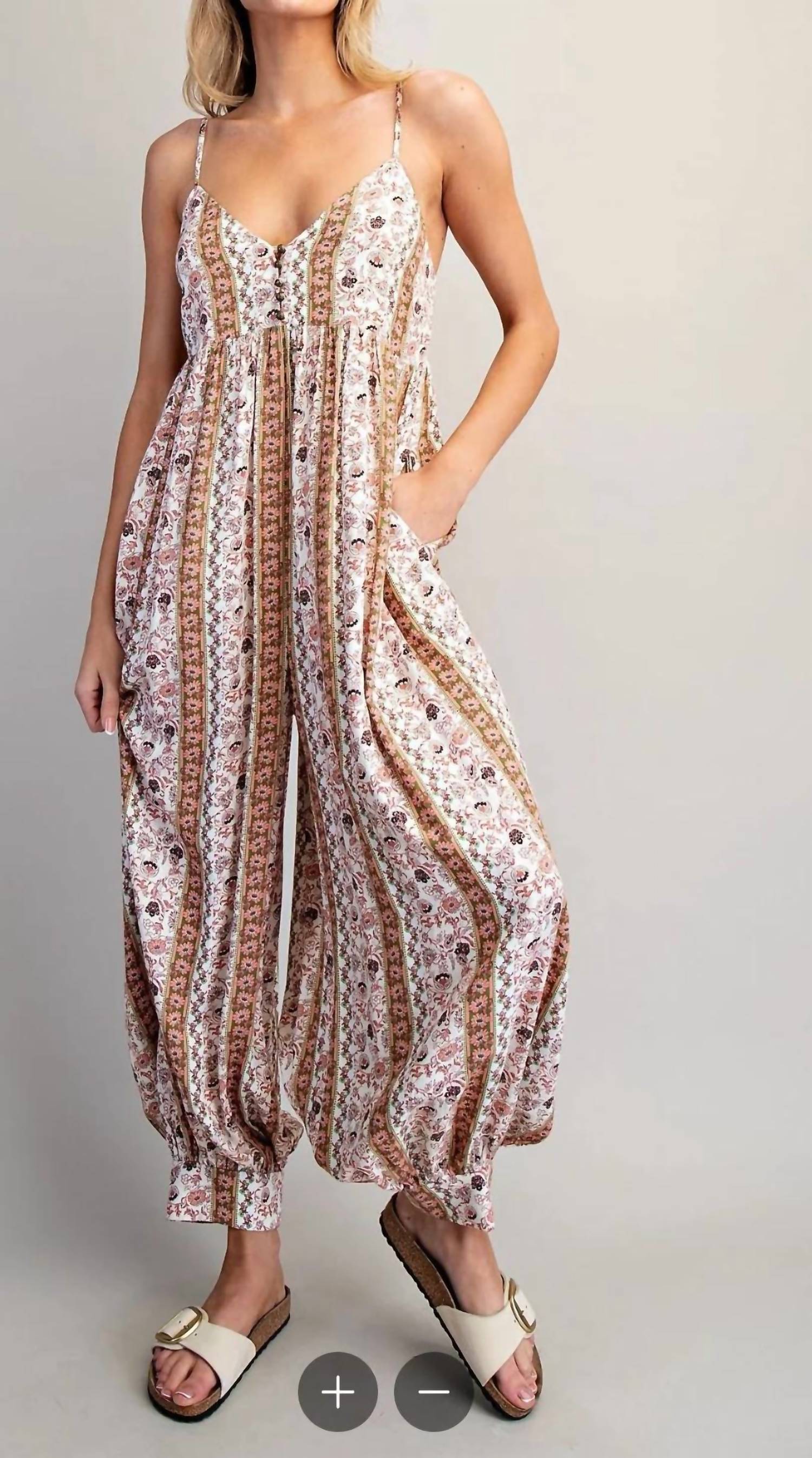 Ee:Some - Women's Olivette Floral Harem Romper