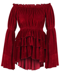 Daisy Corsets Women's Velvet Ruffle Dress in burgundy - women's dress