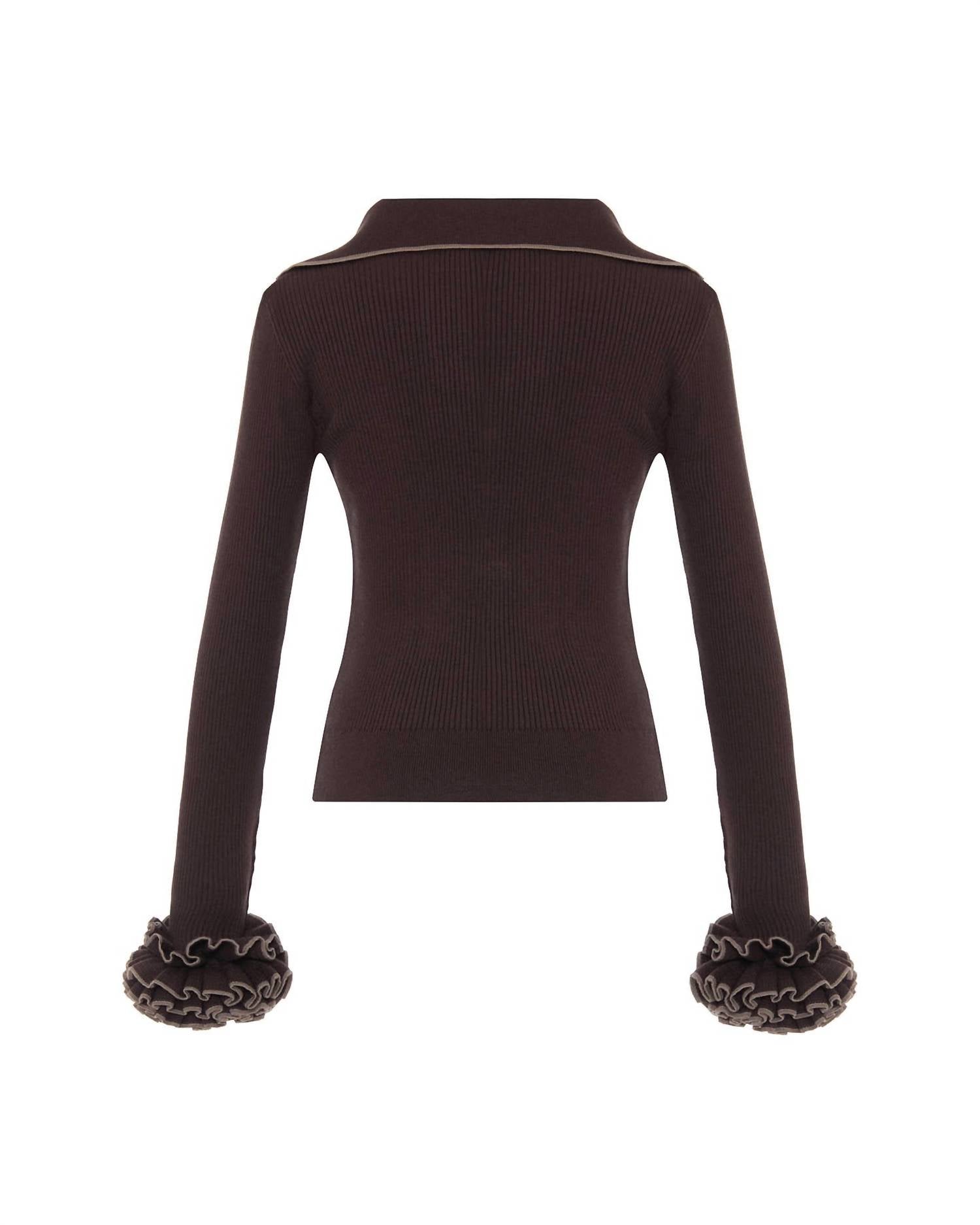 Theo The Label - Women's Nomia Ruffle Sleeve Johnny Sweater