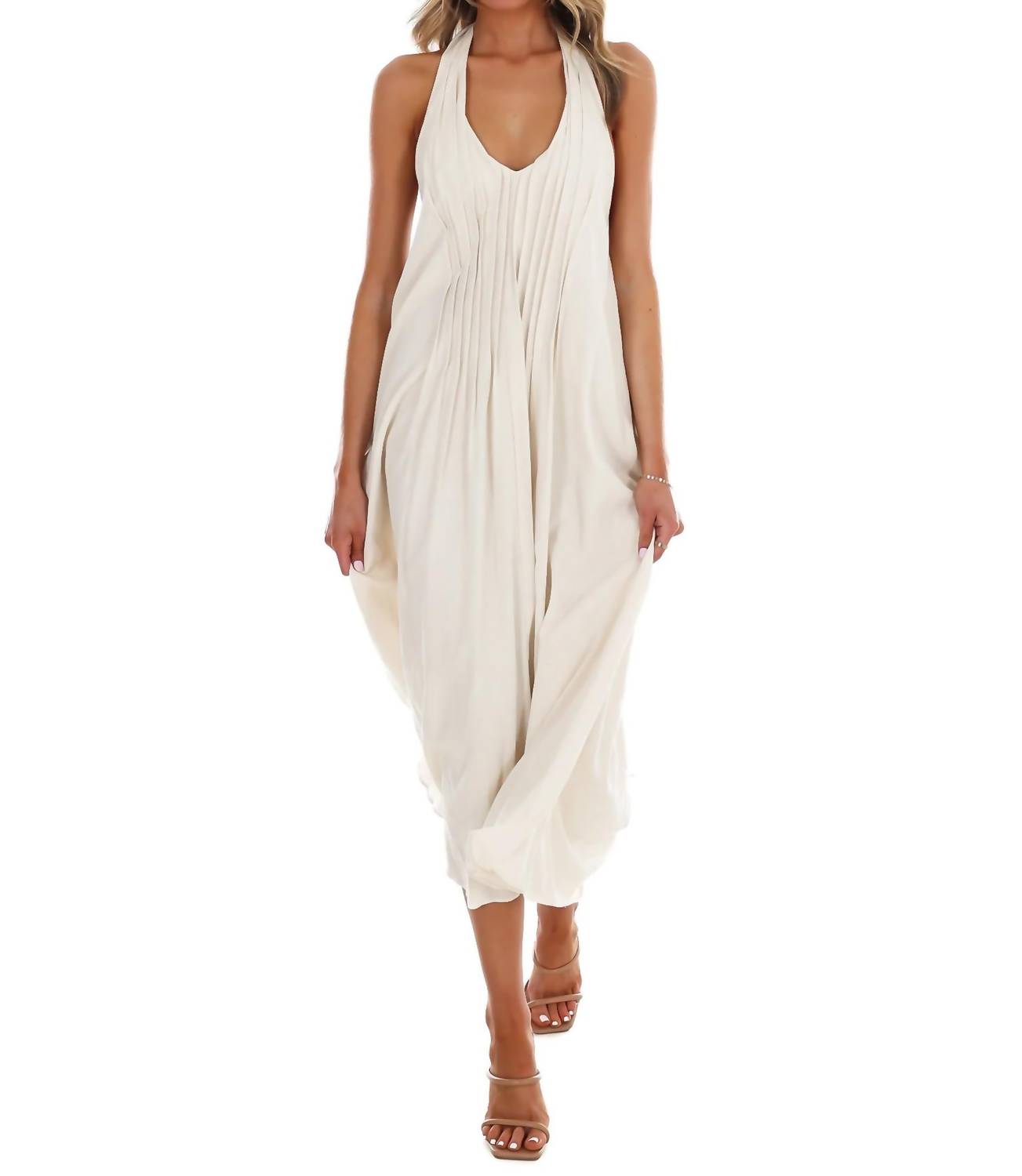 In February - Women's Softly Flowing Halter Midi Dress