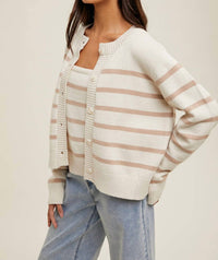 Wishlist - Striped Cami And Cardigan Set