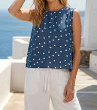 She + Sky - Polka Dot Sleeveless Top