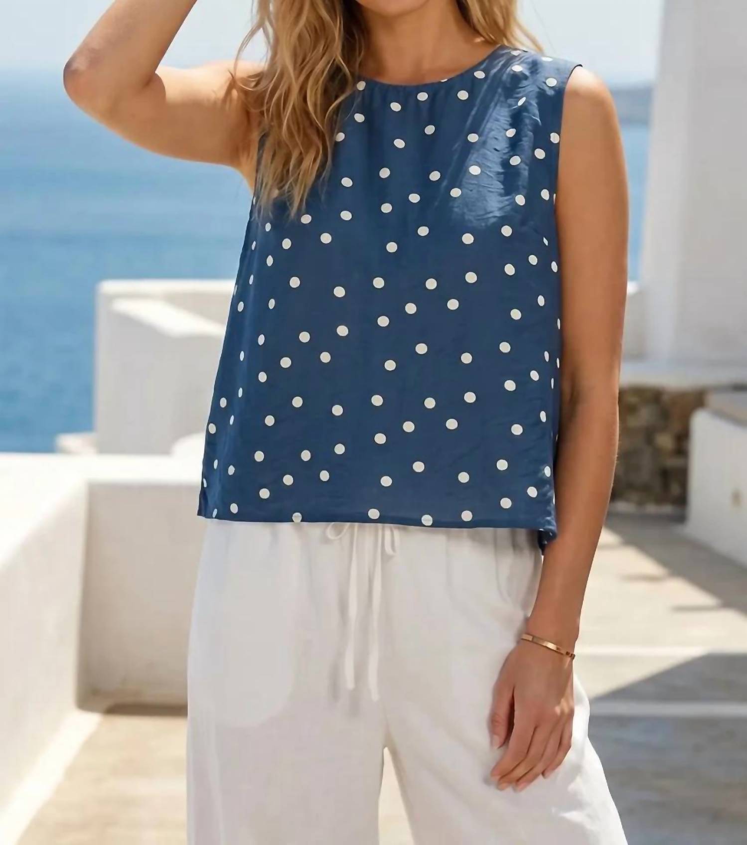 She + Sky - Polka Dot Sleeveless Top